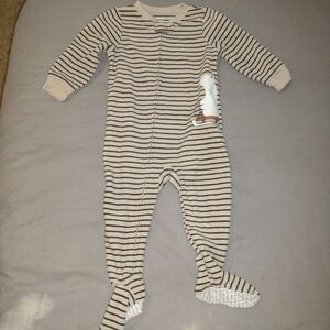 Carter's Beige and Black Striped Footie